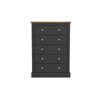 Devon 5 Drawer Chest - Particle Board - L39.5 x W79 x H111.9 cm - Charcoal