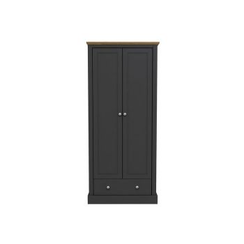 Devon 2 Door Wardrobe - Particle Board - L56 x W79.7 x H181.5 cm - Charcoal