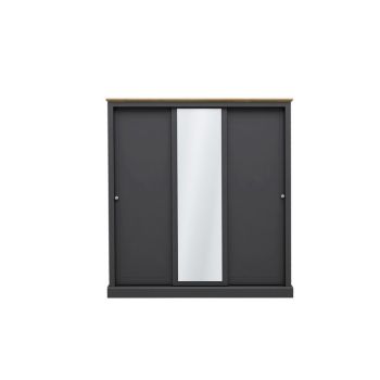 Devon 3 Door Sliding Wardrobe - Particle Board - L59 x W176 x H182 cm - Charcoal