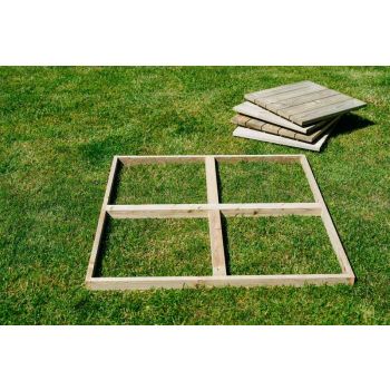 Decking Kit 1m (1 Frame & 4 Tiles) - Timber - L100 x W100 x H6.5 cm