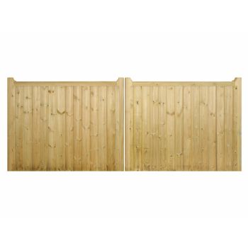 Drayton Square Top Low Double Driveway Gate - Pressure Treated Scandinavian Redwood - W3600 x H950 mm
