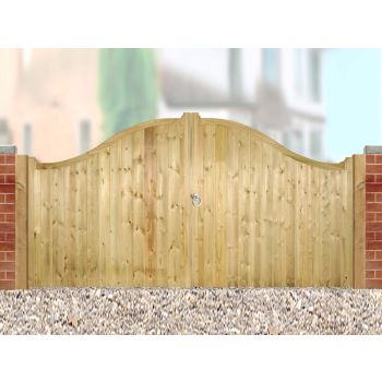 Drayton Low Shaped Top Double Gate - Pressure Treated Scandinavian Redwood - W3600 x H1250 mm