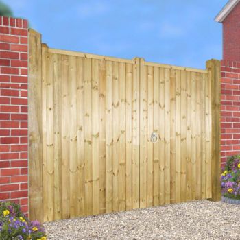 Drayton Square Top Tall Double Driveway Gate - Pressure Treated Scandinavian Redwood - W2400 x H1800 mm