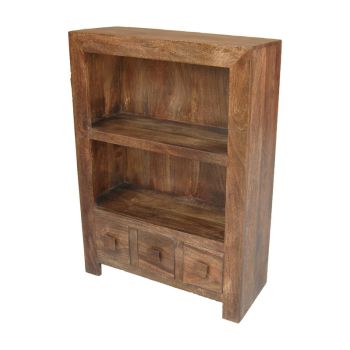 Dakota Small Bookcase - Mango Wood - L30 x W75 x H105 cm - Dark Finish