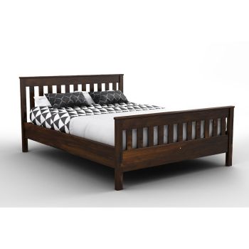 King Size Bed Frame - Wood - L207 x W161 x H96 cm - Walnut
