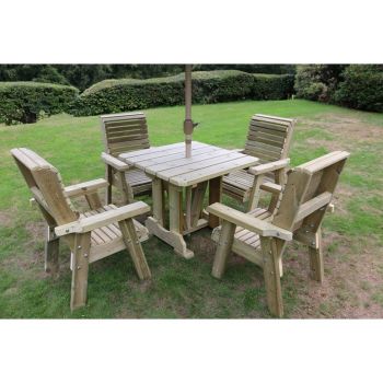 Ergo 4 Seater Set - Sits 4, Dining Set - L220 x W245 x H105 cm - Min. Assembly Required - Set of Waterproof Cushions Included