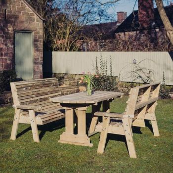Ergo Table Bench Set - Sits 4, Alfresco Set - L250 x W180 x H105 cm - Min. Assembly Required - Set of Waterproof Cushions Included