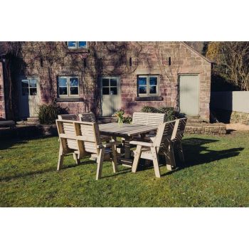 Ergo 8 Seater Square Table - 4 Benches - L149 x W149 x H77 cm - Min. Assembly Required - Set of Waterproof Cushions Included