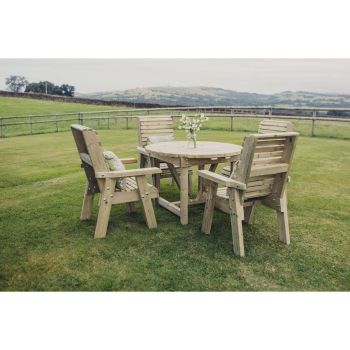 Ergo 4 Seater Round Table Set - Timber - Partially Assembled