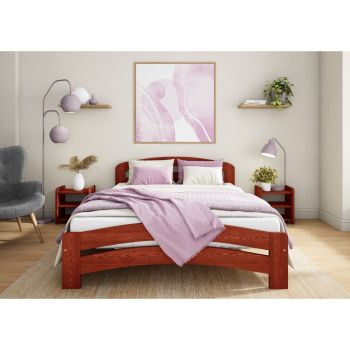 Dala Bed Frame 4 Feet 6 Inch - Wood - L197 x W143 x H80 cm - Wine