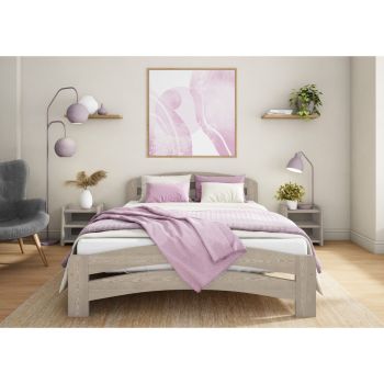 Dala Bed Frame 4 Feet - Wood - L197 x W128 x H80 cm - Desert Grey