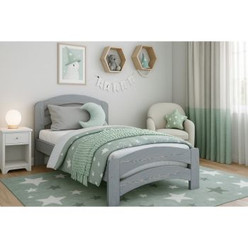 King Size Bed Frame - Wood - L207 x W158 x H80 cm - Grey washed