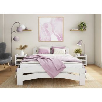King Size Bed Frame - Wood - L207 x W158 x H80 cm - White