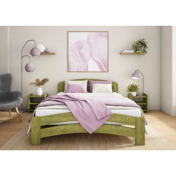 Dala Bed Frame 6 Feet - Wood - L207 x W188 x H80 cm - Avocado