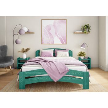 Dala Bed Frame 6 Feet - Wood - L207 x W188 x H80 cm - Denim