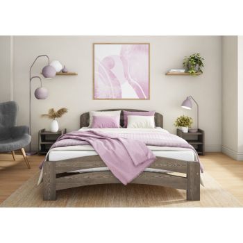 Dala Bed Frame 6 Feet - Wood - L207 x W188 x H80 cm - Space Grey