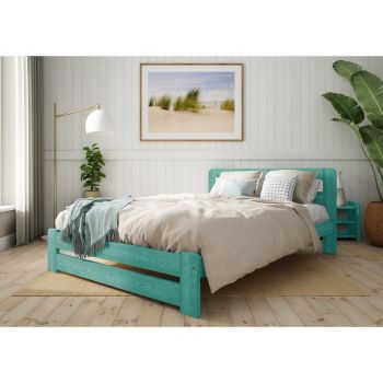 Aurora Bed Frame 4 Feet 6 Inch - Wood - L197 x W146 x H80 cm - Denim