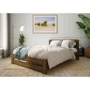 Aurora Bed Frame 4 Feet 6 Inch - Wood - L197 x W146 x H80 cm - Palisander