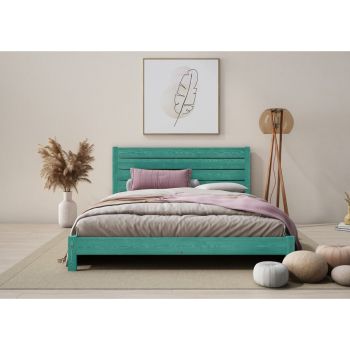 Shibui Bed Frame 6 Feet - Wood - L207 x W188 x H90 cm - Denim