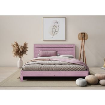 Shibui Bed Frame 6 Feet - Wood - L207 x W188 x H90 cm - Purple Lilac