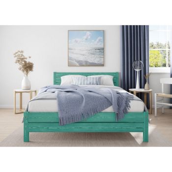 Alva Bed Frame 3 Feet - Wood - L197 x W98 x H90 cm - Denim
