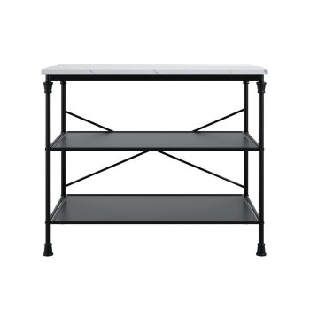 Fairmont Kitchen Island - Wood Variant/Metal - L65 x W115 x H91 cm - Marble Effect/Black - Flat Pack