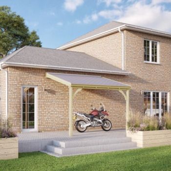 Felt Shingle Roof Car Port 2 Post - Wood - L200 x W290 cm - Light Green