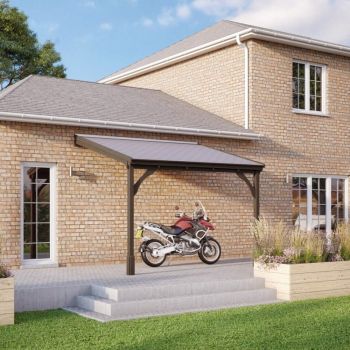 Felt Shingle Roof Car Port 2 Post - Wood - L200 x W290 cm - Rustic Brown