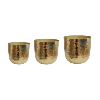 Felix Hammered Planter (Set of 3) - Metal - Gold