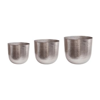 Felix Hammered Planter (Set of 3) - Metal - Silver