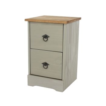 2 Drawer Compact Bedside Cabinet - Pine - L31.8 x W34.2 x H53.5 cm - Grey - Screw/Nail&Dowel