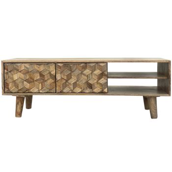 Geometric TV Unit - Mango Wood - L35 x W118 x H41 cm - Mango Light Finish