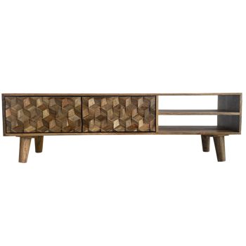 Geometric TV Unit - Mango Wood - L35 x W140 x H42 cm - Mango Light Finish