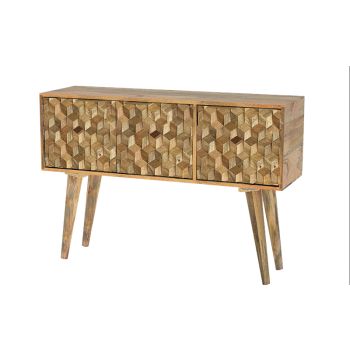 Geometric Sideboard 3 Door - Mango Wood - L35 x W115 x H76 cm - Mango Light Finish