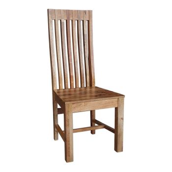 Geneva Long Back Solid Seat Chair (Set of 2) - Mango Wood - Light Finish