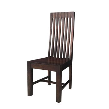 Geneva Long Back Solid Seat Chair (Set of 2) - Mango Wood - Dark Finish