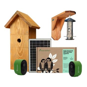 Solar Bird Box and Bird Feeder 2 Camera Garden Kit - L53 x W36 x H22 cm