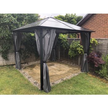 Peninsula Gazebo - Polycarbonate - L400 x W300 x H260 cm - Grey