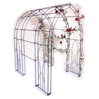 Gothic Tunnel (Inc Ground Spikes) Garden Archway - Solid Steel - L182.9 x W142.2 x H223.5 cm - Black