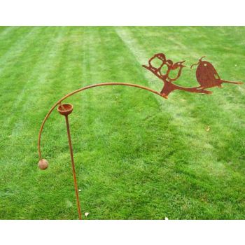Birds Feeding Wind Rocker Single Bare Metal/Ready to Rust - Steel - L66 x H148.5 cm
