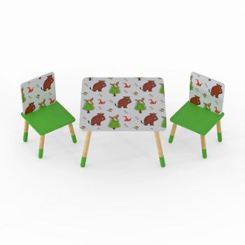 Gruffalo Kids Table & 2 Chairs Set - Forest Themed Play & Activity Furniture - Assembly Required