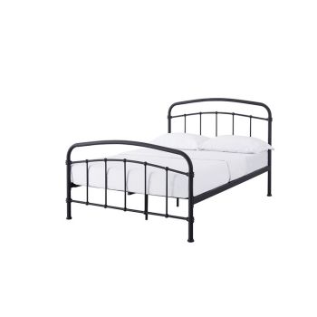 4.6 Feet Halston Double Bed - Metal - L200 x W146 x H113 cm - Black