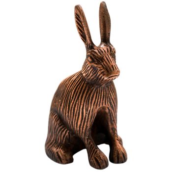 Cast Aluminium Hare Candle Holder - Aluminium - L9.5 x W10 x H18 cm - Antique Copper