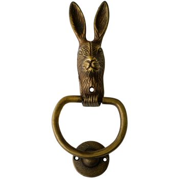 Cast Iron Hare Door Knocker - Iron - L4 x W10.5 x H23.5 cm - Antique Brass