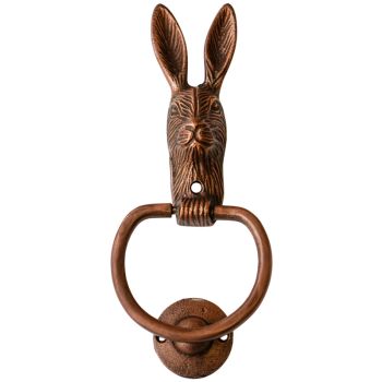 Cast Iron Hare Door Knocker - Iron - L4 x W10.5 x H23.5 cm - Antique Copper