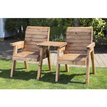 Twin Companion (Straight) Set Boxed (Flatpacked), Wooden Garden Love Seat - W160 x D74 x H98