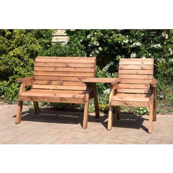 Three Seat Comp Set Straight - L74 x W262 x H98 cm - Redwood - Minimal Assembly Required