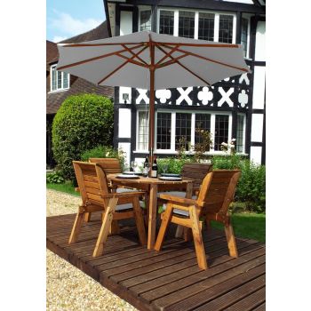 Four Seater Round Table Set with Cushions - W230 x D230 x H98 - Fully Assembled - Grey