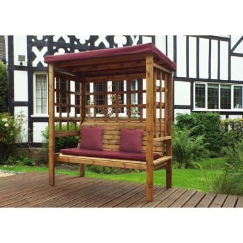 Bramham Three Seat Arbour - W172 x D82 x H196 - Fully Assembled - Burgundy