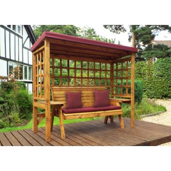 Wentworth Three Seater Arbour - W225 x D92 x H194 - Fully Assembled - Burgundy